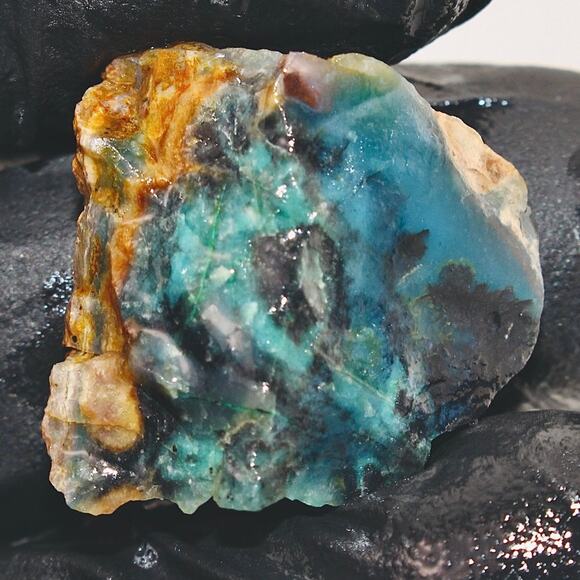 5.8g Rare Needles Blue Agate Slab Old Stock Chalcedony Natural Stone Cab Raw AZ